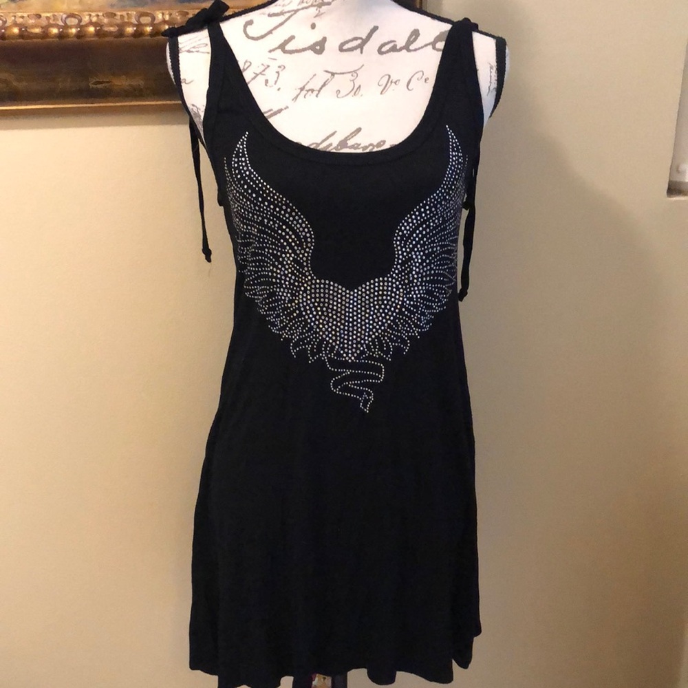 🪽S-twelve crystal embellished wings + ❤️ front, wings back soft dress